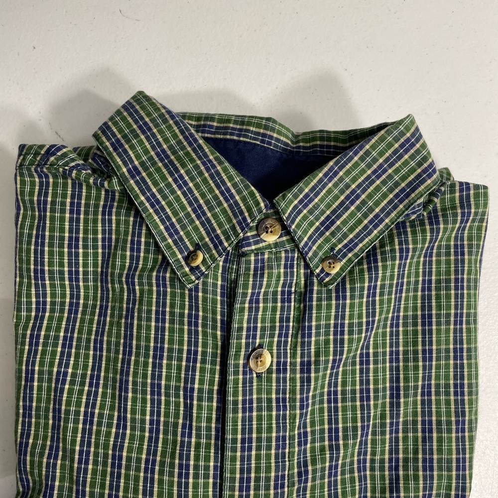 CC SCHMIDT Green and Blue Plaid Men's Shirt Size L CB-114